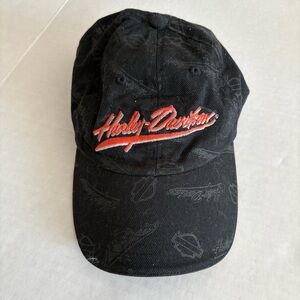 Harley Davidson Black all over print Hat adjustable